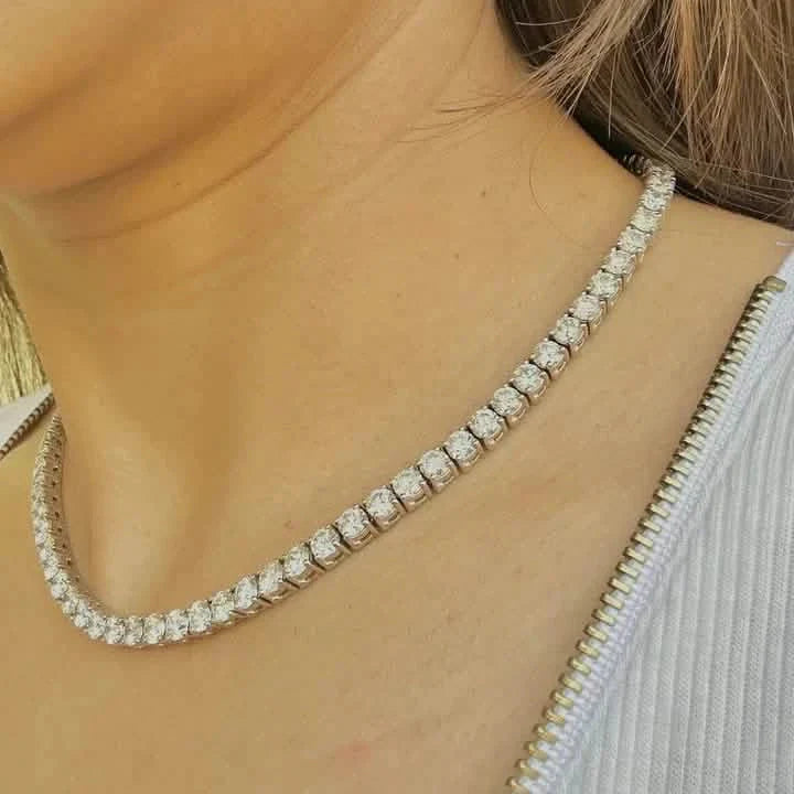 25 Carat Round Genuine Lab Grown Diamond Tennis Necklace 16" DailySale