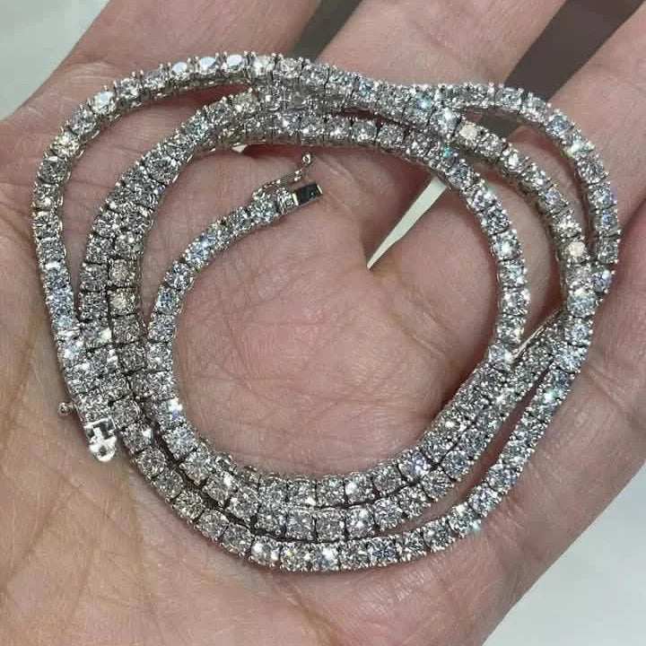 Men’s Genuine Lab Grown Diamond Tennis Necklace D VS 19.30 Carat 14K 20" DailySale