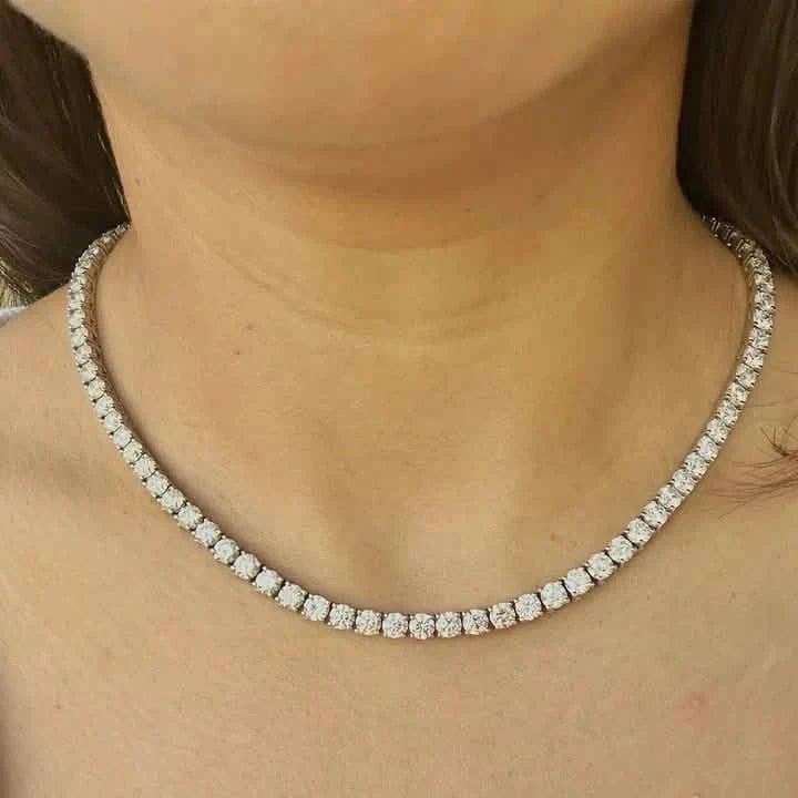 25 Carat Round Genuine Lab Grown Diamond Tennis Necklace 16" DailySale
