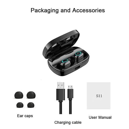 S11 True Wireless Headphones TWS Earbuds Bluetooth 4.0 Stereo Dual Drivers with Microphone DailySale