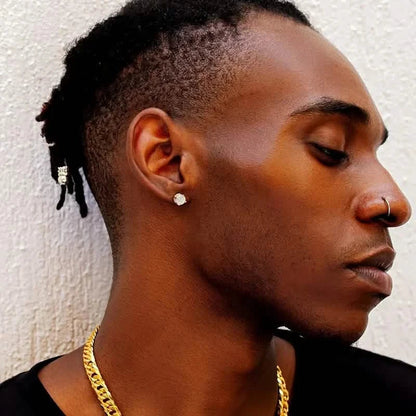 S925 Silver Hip-hop Men's Earrings With Synthetic Zirconia Micro-setting Color Plating Round Earrings DailySale