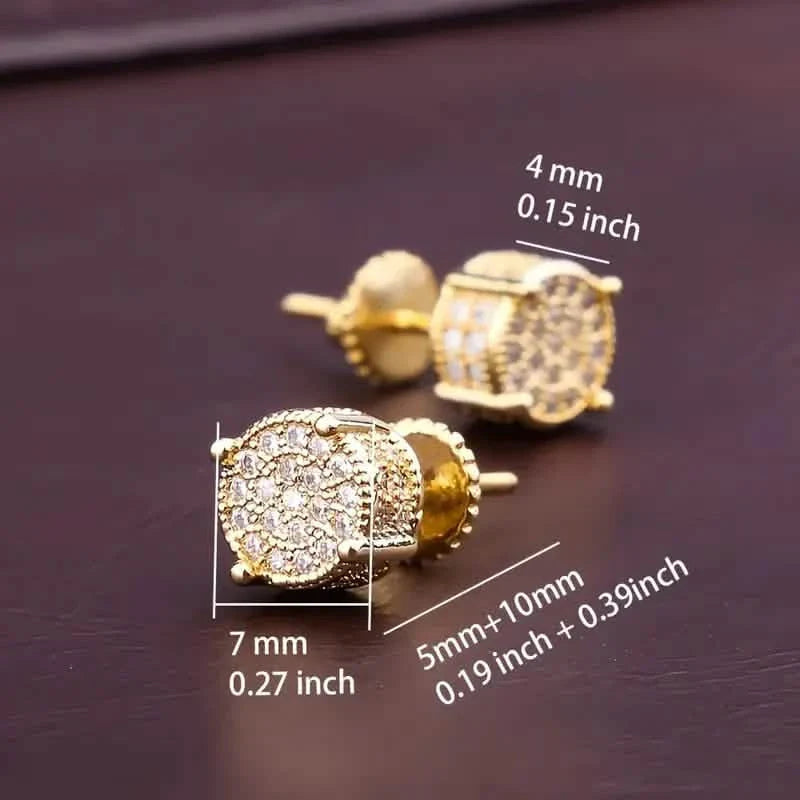 S925 Silver Hip-hop Men's Earrings With Synthetic Zirconia Micro-setting Color Plating Round Earrings DailySale