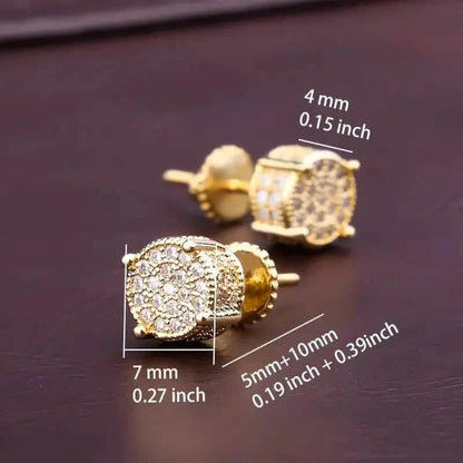 S925 Silver Hip-hop Men's Earrings With Synthetic Zirconia Micro-setting Color Plating Round Earrings DailySale