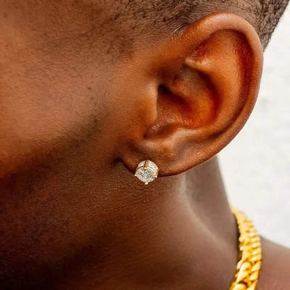 S925 Silver Hip-hop Men's Earrings With Synthetic Zirconia Micro-setting Color Plating Round Earrings DailySale
