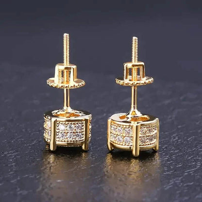 S925 Silver Hip-hop Men's Earrings With Synthetic Zirconia Micro-setting Color Plating Round Earrings DailySale