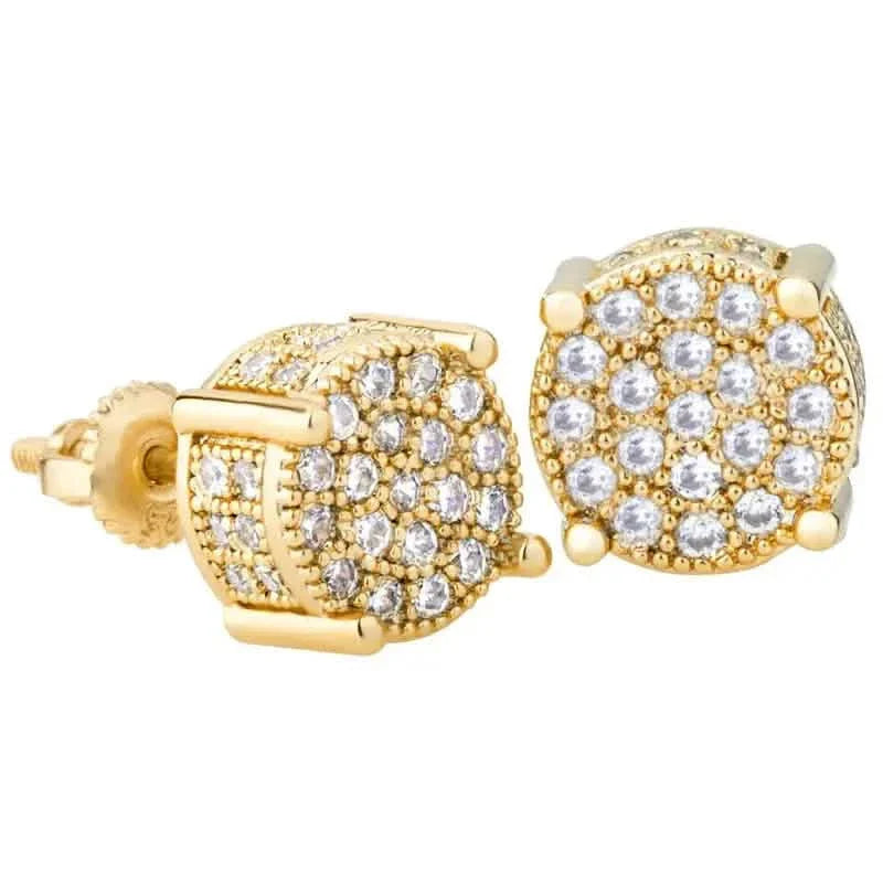 S925 Silver Hip-hop Men's Earrings With Synthetic Zirconia Micro-setting Color Plating Round Earrings DailySale