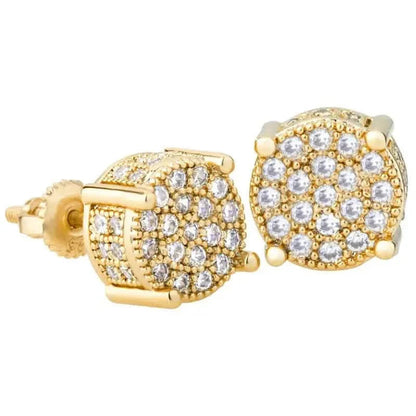 S925 Silver Hip-hop Men's Earrings With Synthetic Zirconia Micro-setting Color Plating Round Earrings DailySale