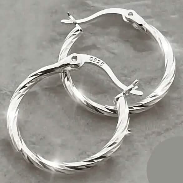 S925 Sterling Silver Geometric Twist Circle Hoop Earrings DailySale