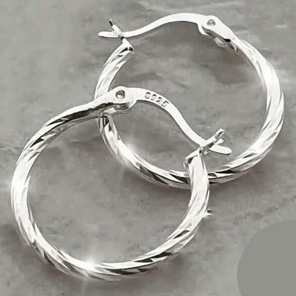 S925 Sterling Silver Geometric Twist Circle Hoop Earrings DailySale