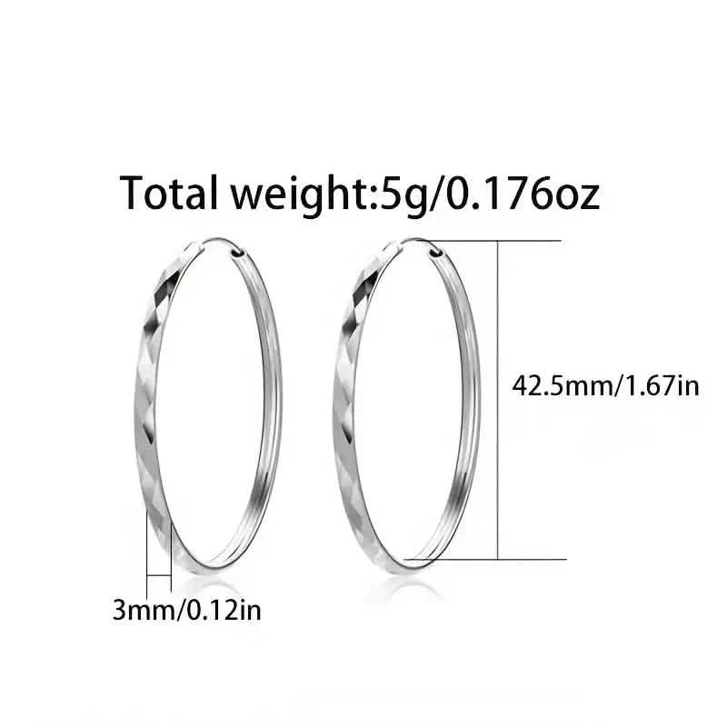 S925 Sterling Silver Hoop Earrings With Exaggerated Large Circle Diamond Pattern Hoop DailySale
