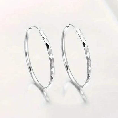 S925 Sterling Silver Hoop Earrings With Exaggerated Large Circle Diamond Pattern Hoop DailySale