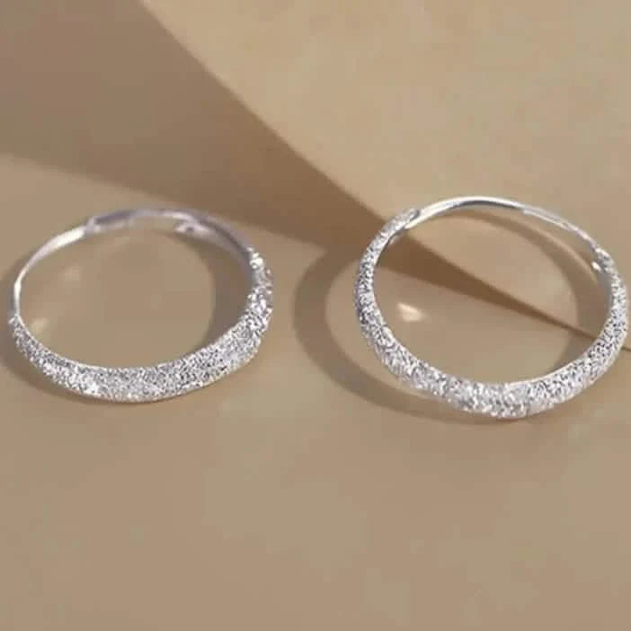 S925 Sterling Silver Sparkling Starry River Hoop Earrings DailySale
