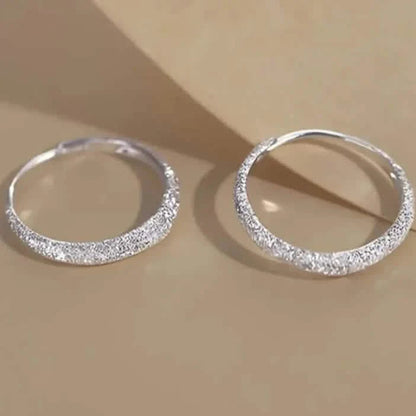 S925 Sterling Silver Sparkling Starry River Hoop Earrings DailySale