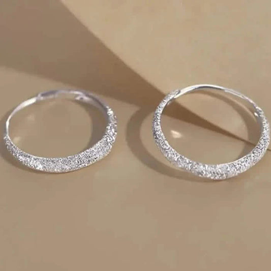 S925 Sterling Silver Sparkling Starry River Hoop Earrings DailySale