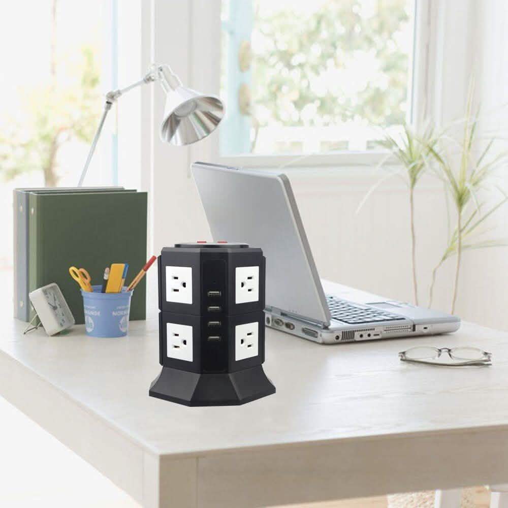 Safemore 8-Outlet Desktop Surge Protector with 4 USB Ports DailySale