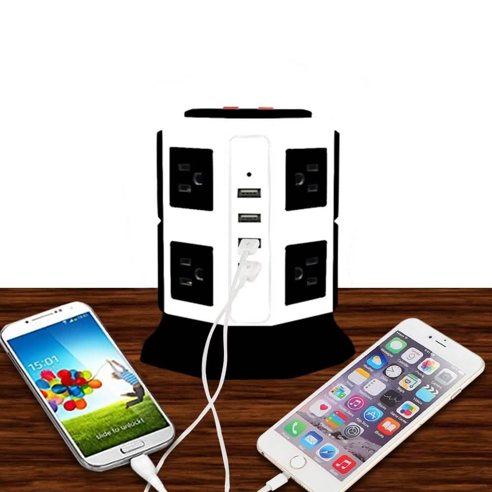 Safemore 8-Outlet Desktop Surge Protector with 4 USB Ports DailySale