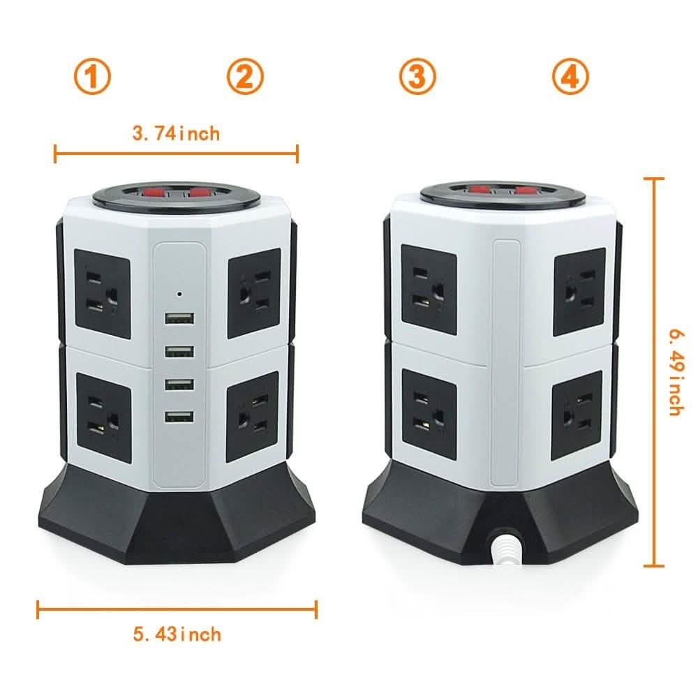 Safemore 8-Outlet Desktop Surge Protector with 4 USB Ports DailySale