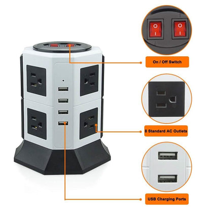 Safemore 8-Outlet Desktop Surge Protector with 4 USB Ports DailySale