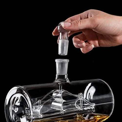 Sailing Ship Decanter Set with Dispenser and 4 Whiskey Glasses DailySale