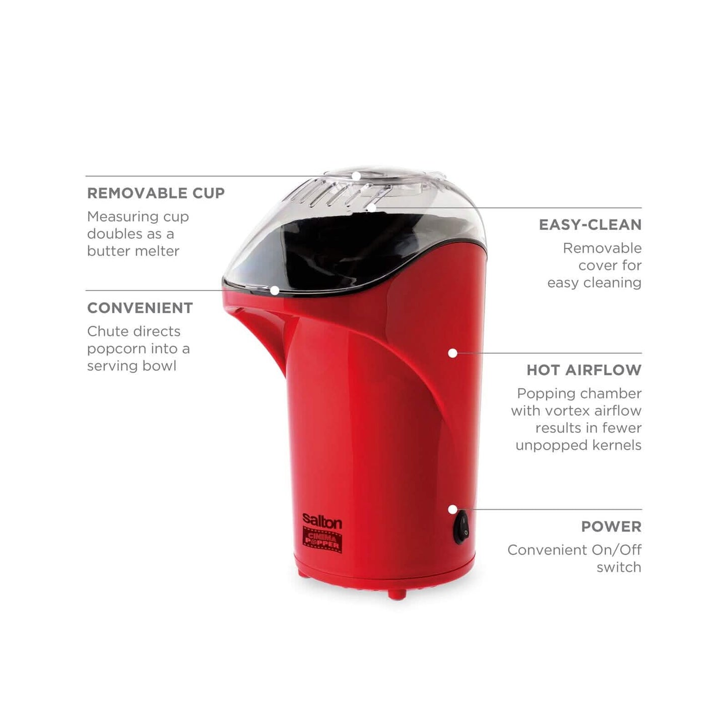 Salton Cinema Popper Popcorn Maker - Red DailySale