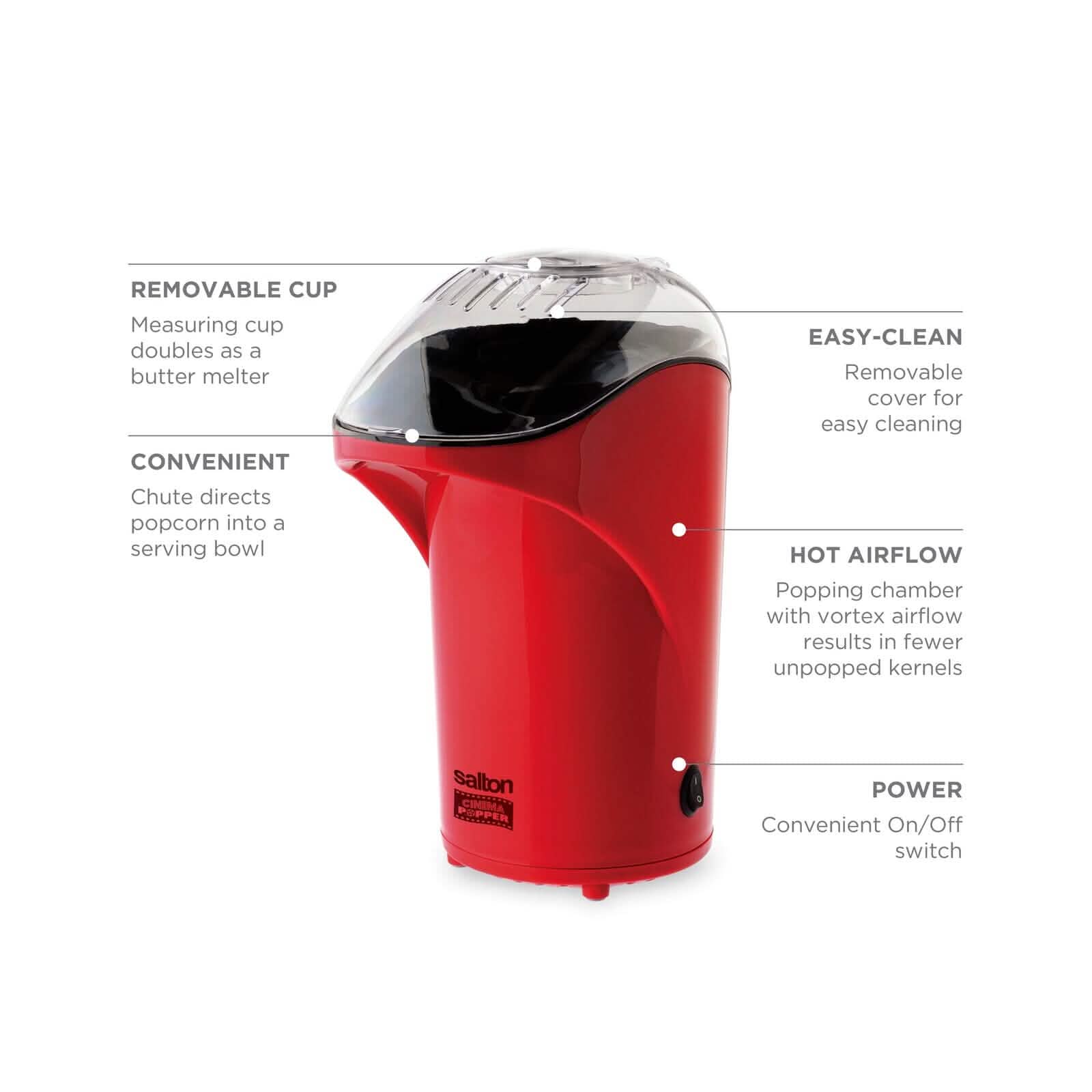 Salton Cinema Popper Popcorn Maker - Red DailySale