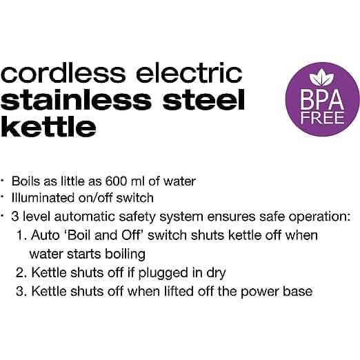 Salton Cordless Electric Stainless Steel Kettle DailySale
