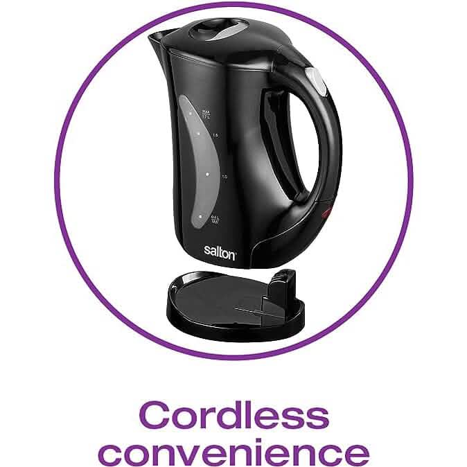 Salton Cordless Jug Kettle 1.7 Liter/Quart - Black DailySale