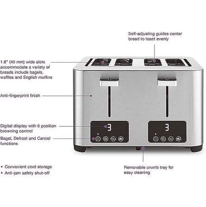 Salton Digital 4 Slice Toaster - Stainless Steel DailySale