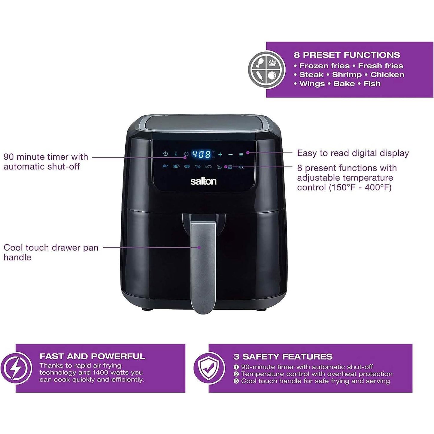 Salton Digital Air Fryer XL 5L DailySale
