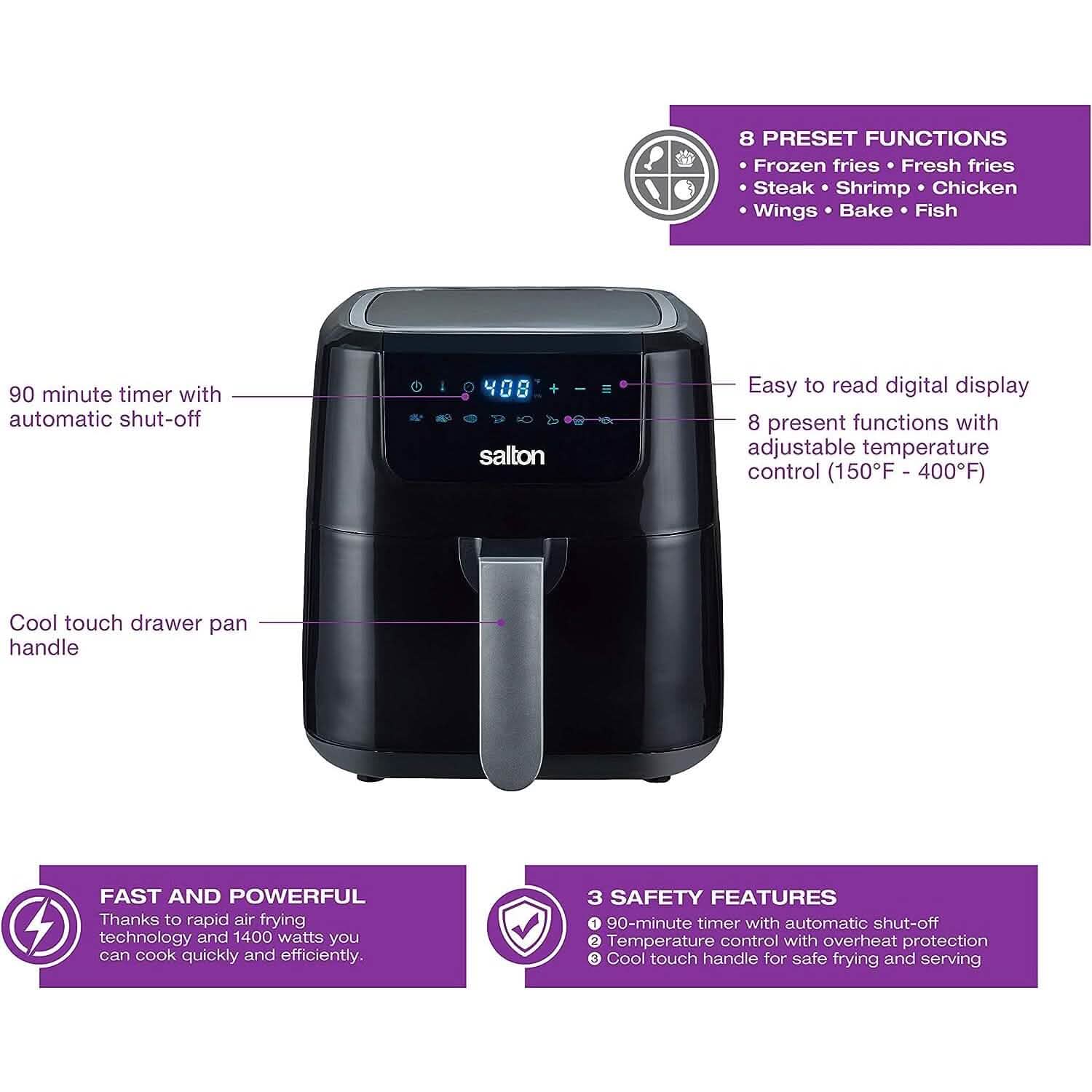 Salton Digital Air Fryer XL 5L DailySale