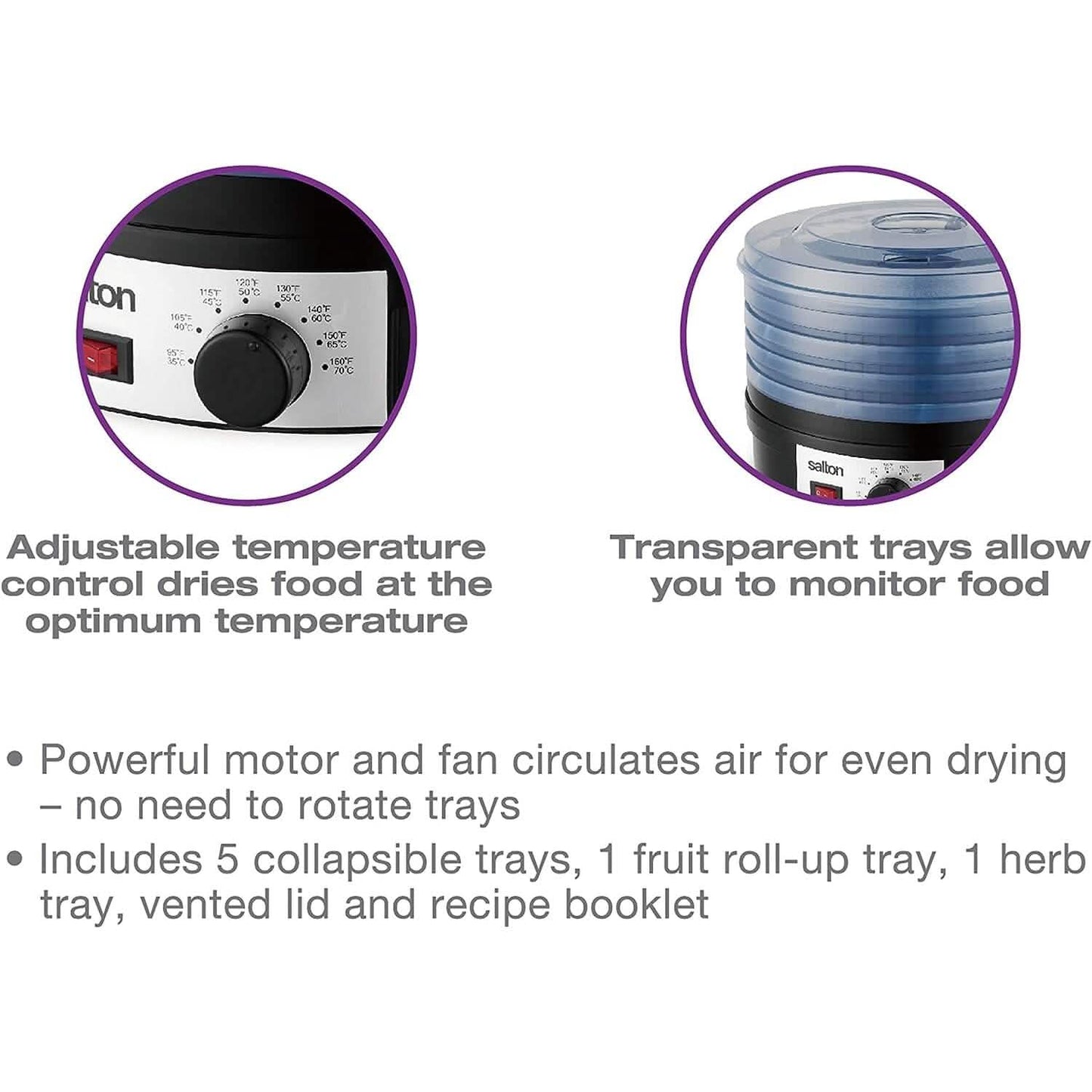 Salton Electric Food Dehydrator with Adjustable Temperature Control DailySale