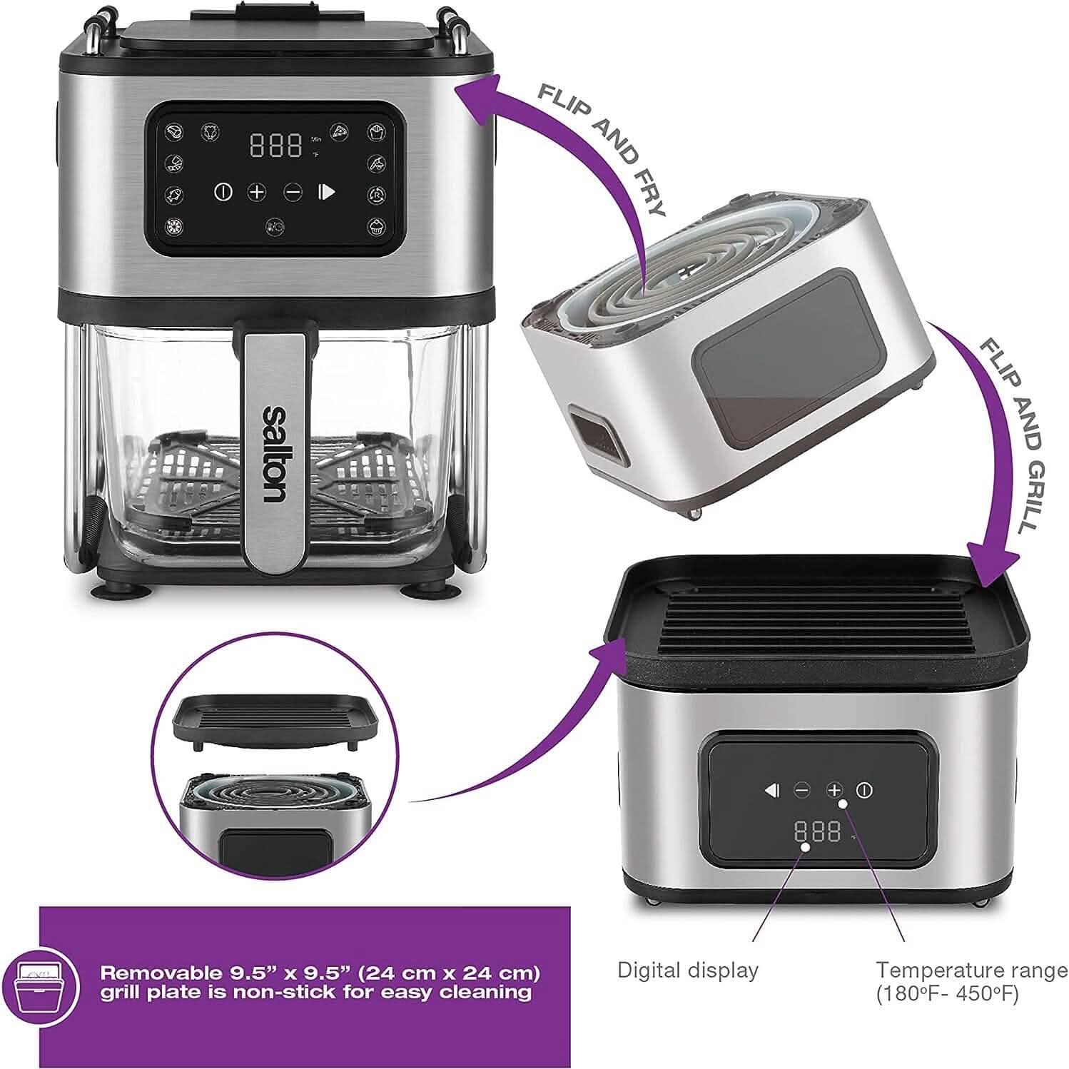 Salton Flip and Cook 3-in-1 Air Fryer, Grill & Dehydrator DailySale