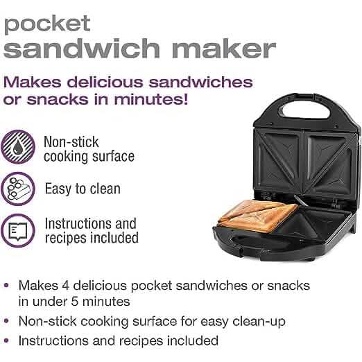 Salton Pocket Sandwich Maker - Black DailySale