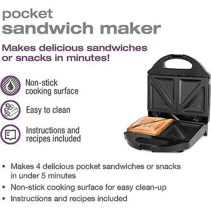 Salton Pocket Sandwich Maker - Black DailySale