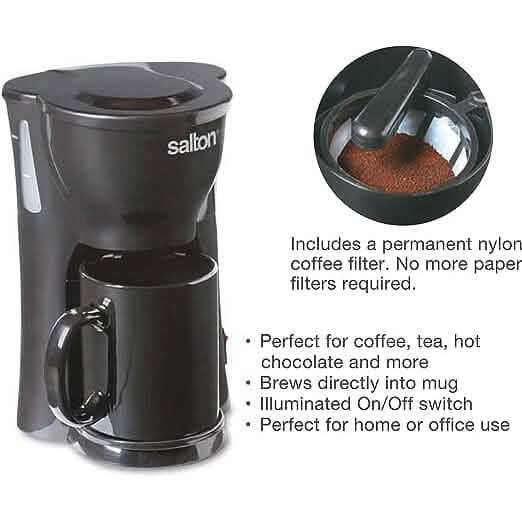 Salton Space Saving 1 Cup Coffeemaker - Black DailySale