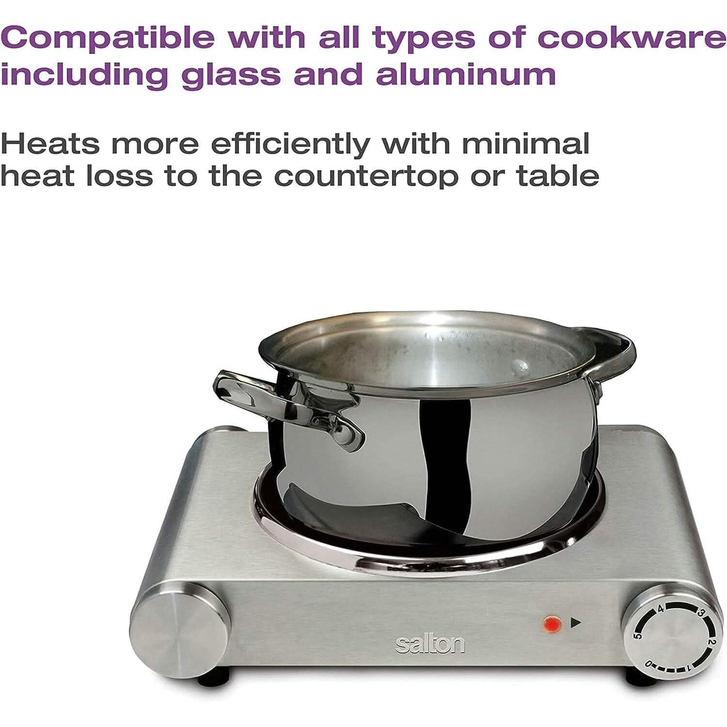 Salton Stainless Steel Infrared Portable Electric Cooktop DailySale