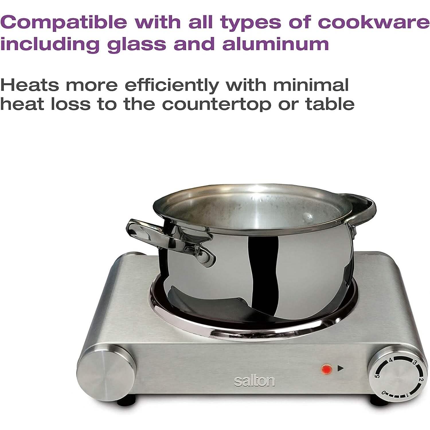 Salton Stainless Steel Infrared Portable Electric Cooktop DailySale