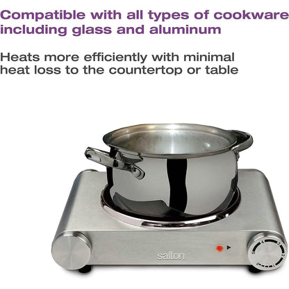 Salton Stainless Steel Infrared Portable Electric Cooktop DailySale