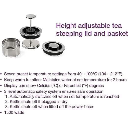 Salton Temperature Control Kettle & Tea Steeper 1.7 L/Qt DailySale