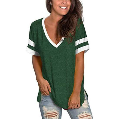 Womens Tops Striped Short Sleeve V Neck Tee T Shirts DailySale