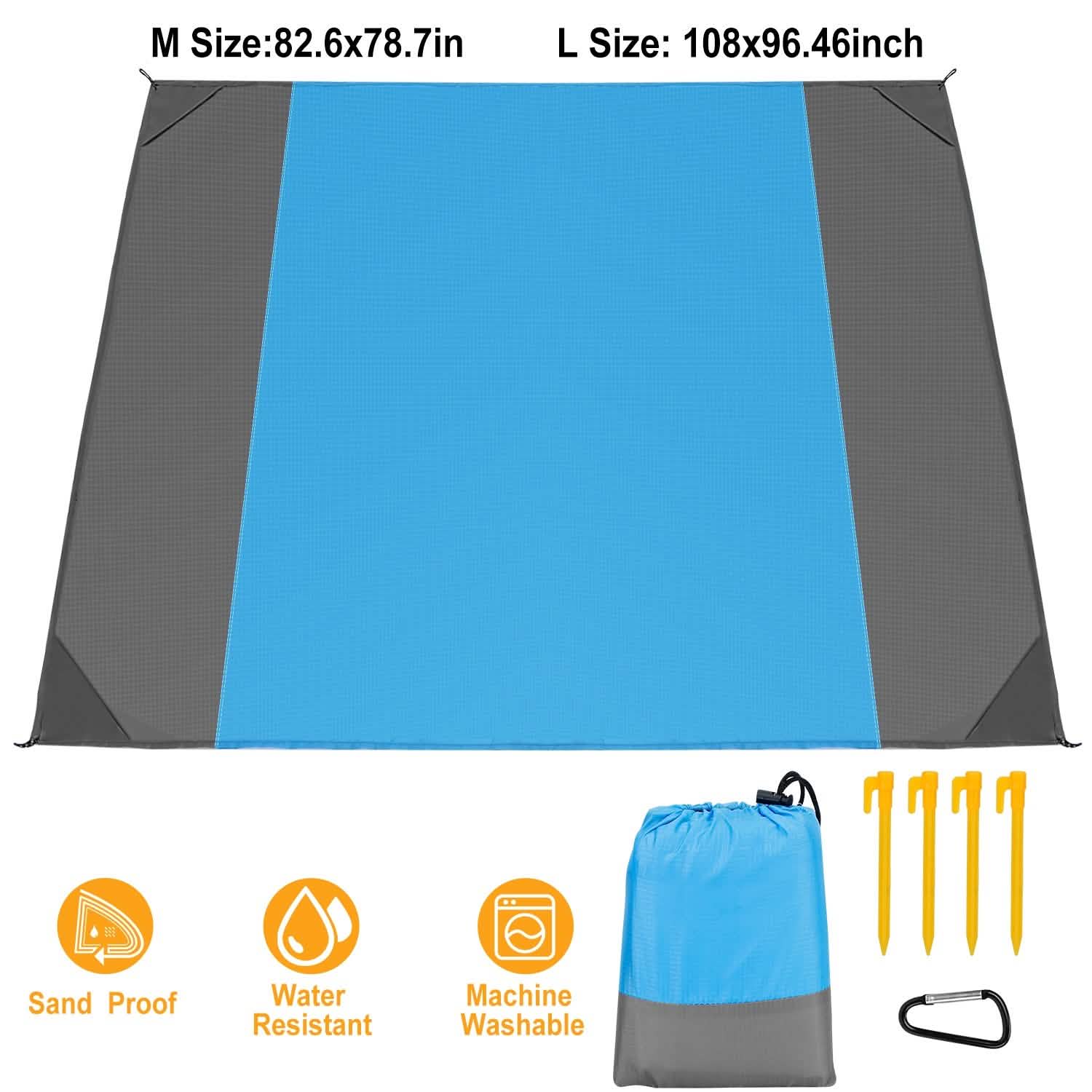 Sand Proof Picnic Blanket with 4 Anchors DailySale