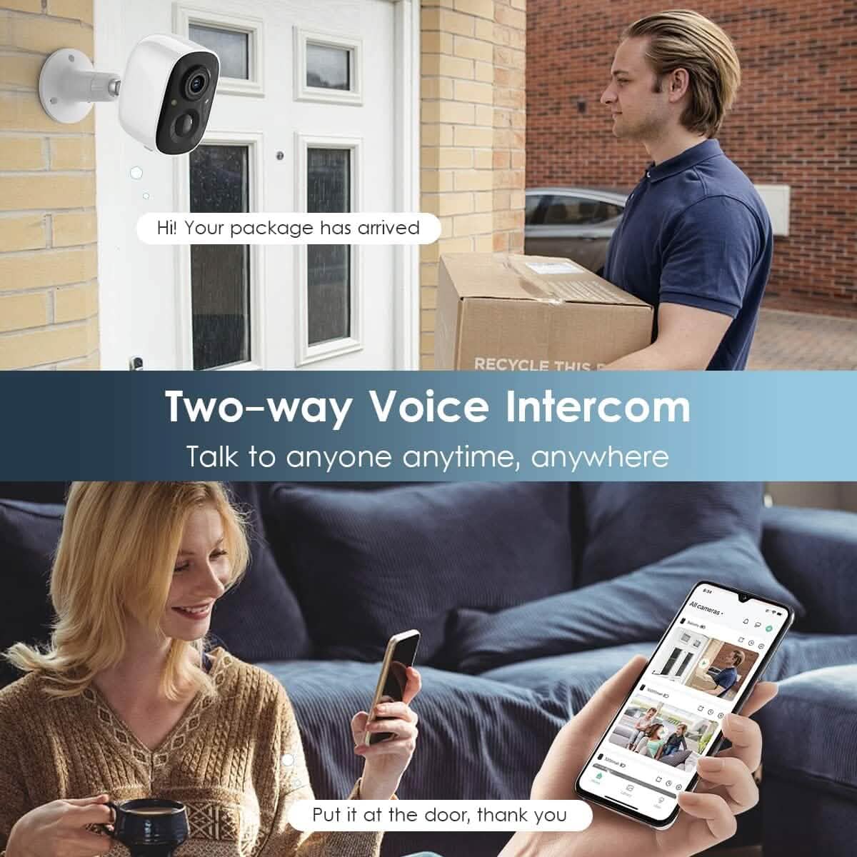 Security Camera Wireless Outdoor, 2-Way Talk Battery Powered Wi-Fi Camera  (Refurbished) DailySale