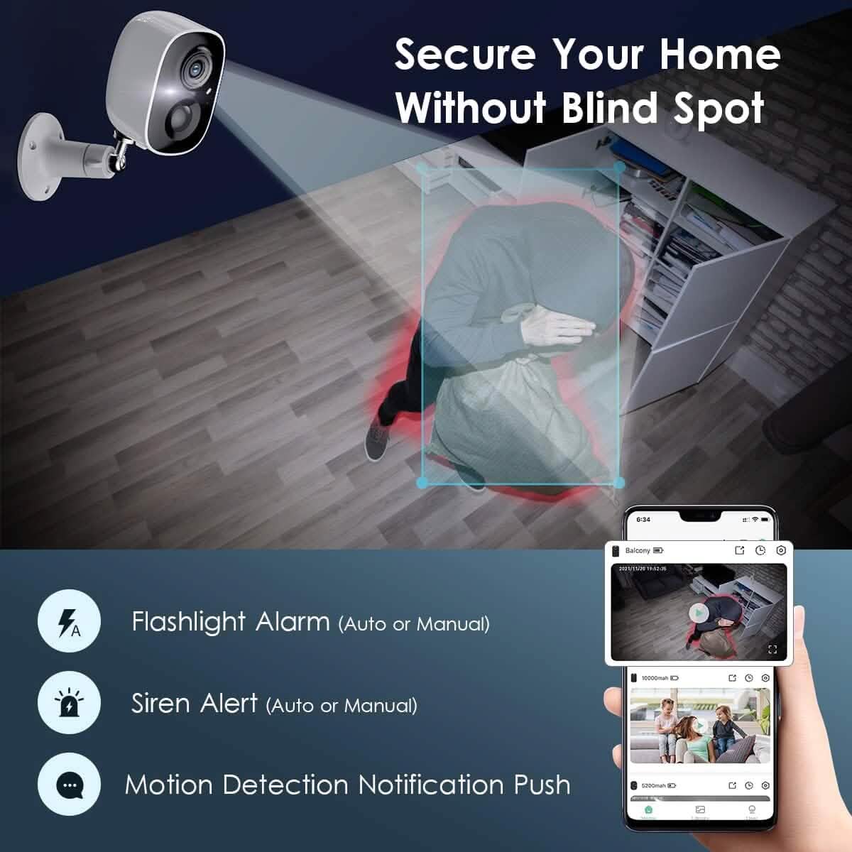 Security Camera Wireless Outdoor, 2-Way Talk Battery Powered Wi-Fi Camera  (Refurbished) DailySale