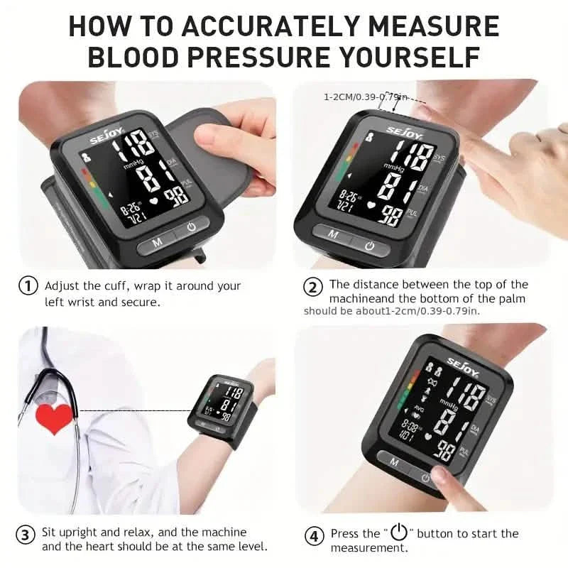 SEJOY Wrist Blood Pressure Monitor Automatic Digital Cuff Heart Rate BP Machine DailySale