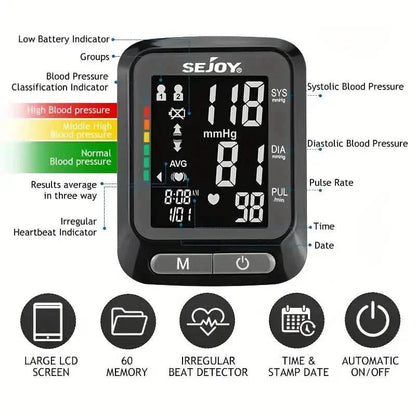 SEJOY Wrist Blood Pressure Monitor Automatic Digital Cuff Heart Rate BP Machine DailySale