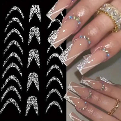 Self Adhesive Glitter Strip Line Nail Art Decals DailySale
