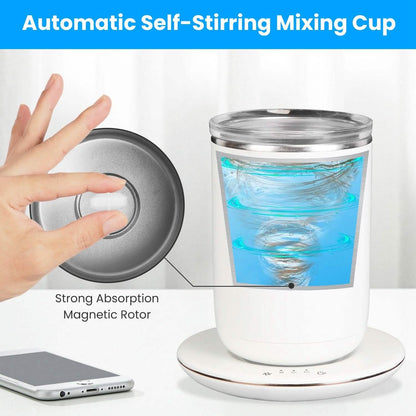 Self Stirring Coffee Mug with Lid Temperature Control 3 Heat Settings DailySale