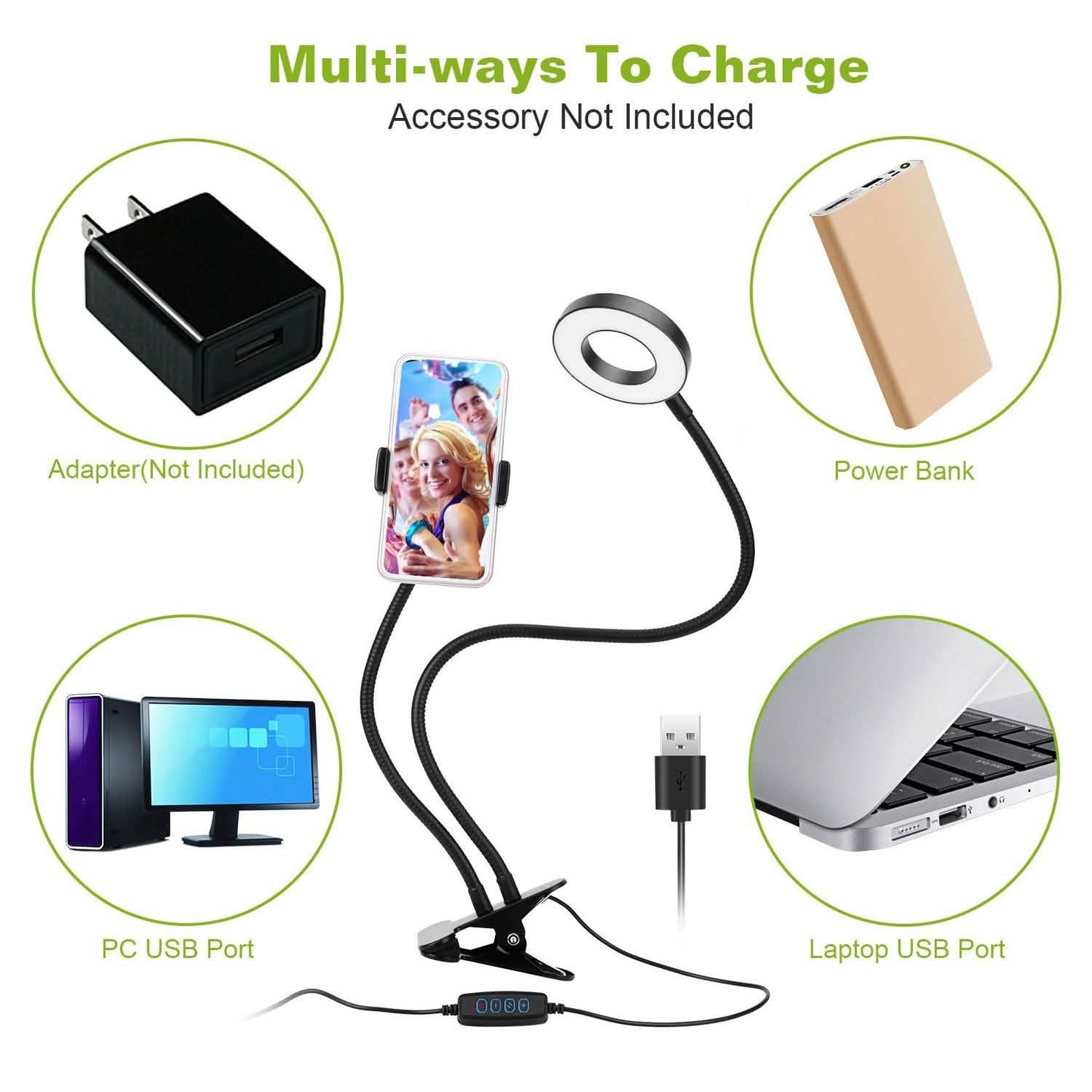 Selfie Ring with Phone Holder Clamp DailySale