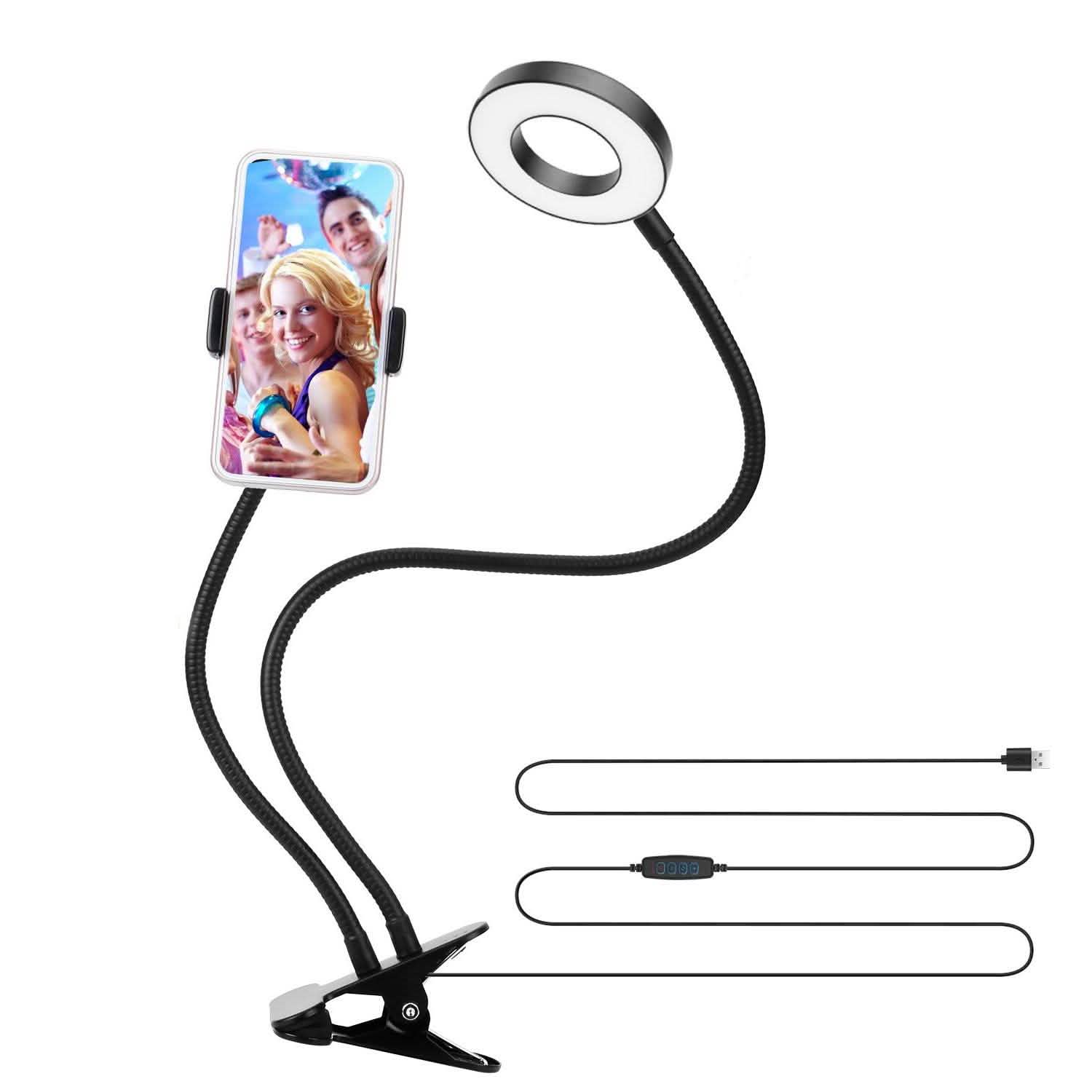 Selfie Ring with Phone Holder Clamp DailySale