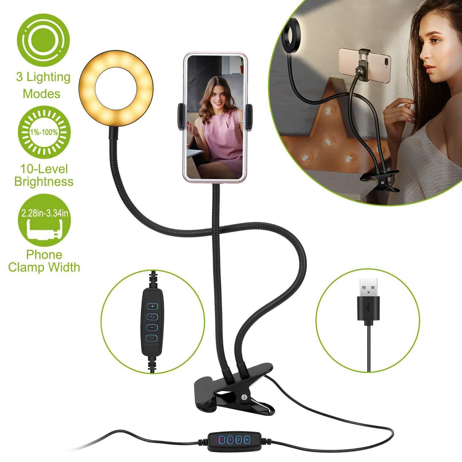 Selfie Ring with Phone Holder Clamp DailySale